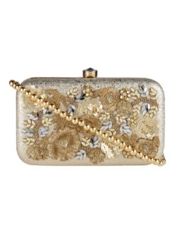 Vdesi Gold Embellished Clutch