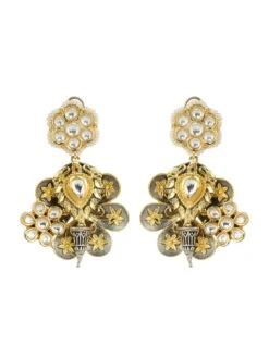 Auraa Trends Dull Gold Finish Flower Dangler Earring -Gemischtwarenladen Für Damenmode 0661e28AT 1008640 3