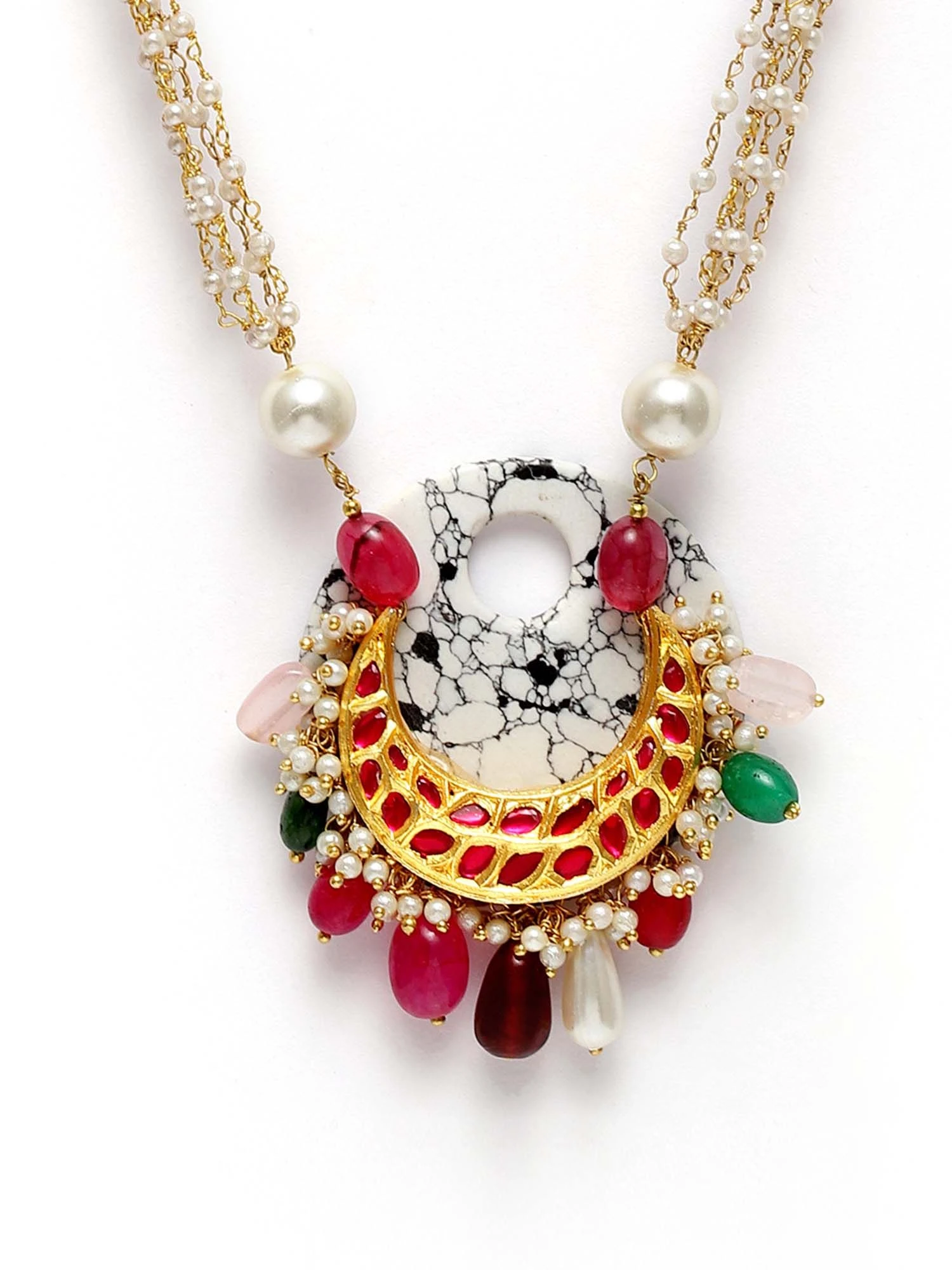 Dugran By Dugristyle Red & White Kundan Haar Necklace 6 Dugran By Dugristyle Red & White Kundan Haar Necklace – Bild 4