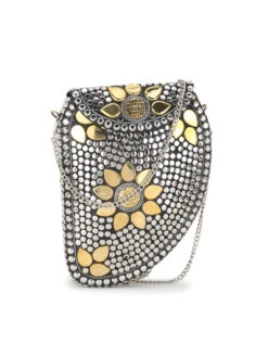 Anekaant Cask Silver & Gold Metal Embellished Clutch