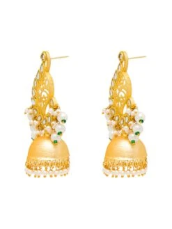 Azai By Nykaa Fashion Ethnic Gold Patterned Danglers With Pearl Drops -Gemischtwarenladen Für Damenmode 0b3c685AZAIJ00000818 3