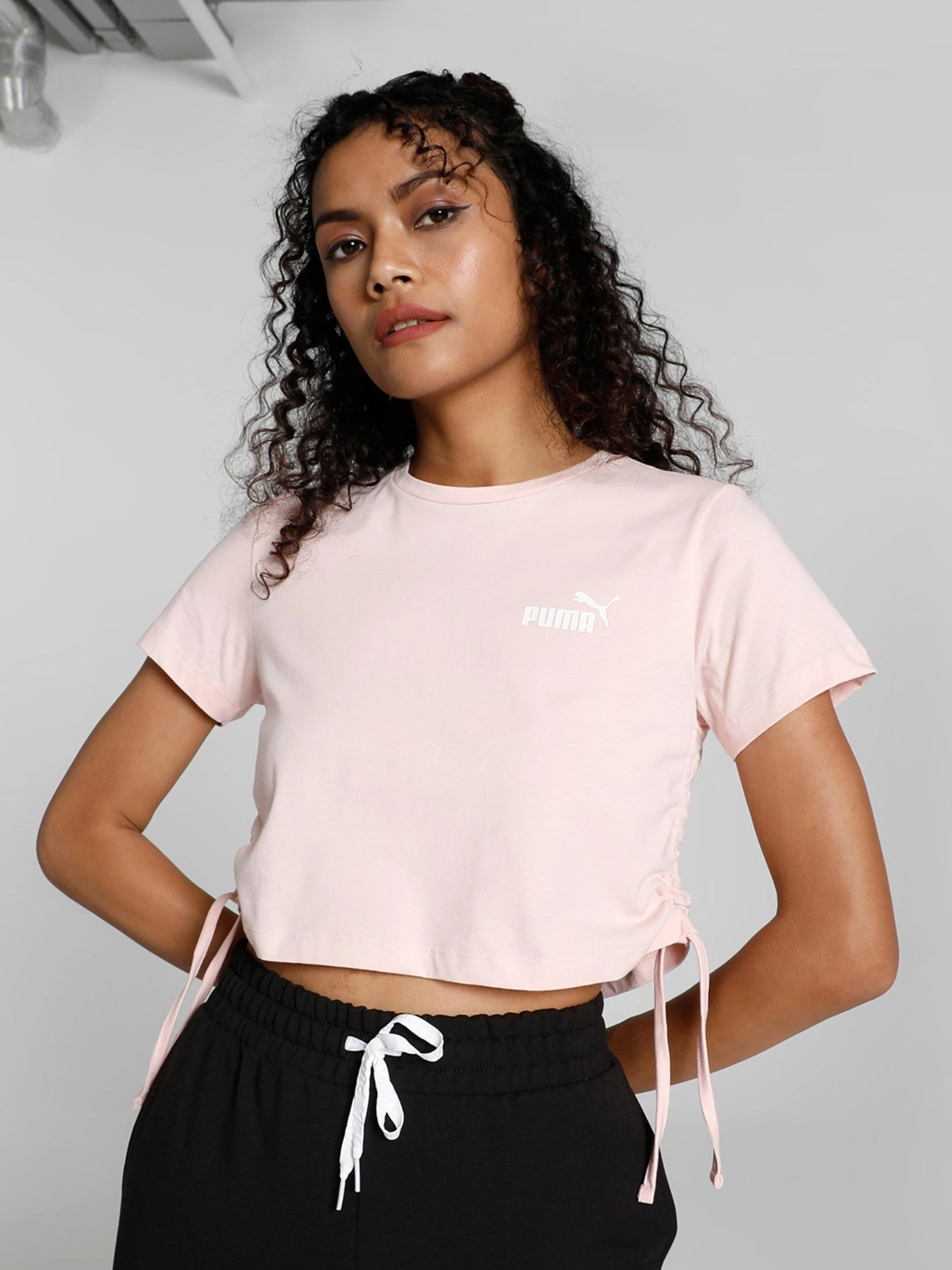 Puma Drawstring Fashion Women Pink T-Shirt 3 Puma Drawstring Fashion Women Pink T-Shirt