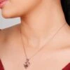 GIVA Sterling Silver Rose Gold Hearty Paws Pendant With Link Chain For Women And Girls