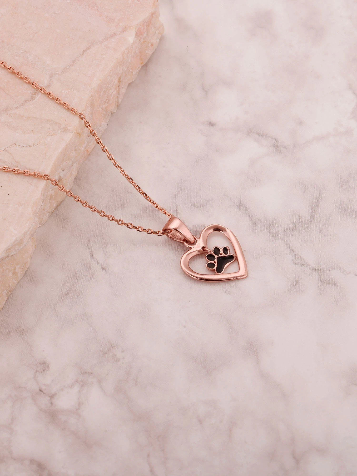 GIVA Sterling Silver Rose Gold Hearty Paws Pendant With Link Chain For Women And Girls 4 GIVA Sterling Silver Rose Gold Hearty Paws Pendant With Link Chain For Women And Girls – Bild 2