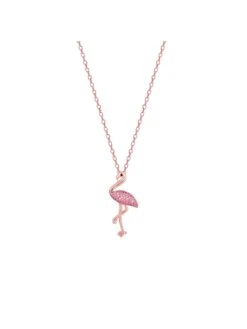 GIVA Sterling Silver Rose Gold Zircon Flamingo Pendant With Link Chain For Womens And Girls -Gemischtwarenladen Für Damenmode 11a42deNYGIV GIVAX00001701 3