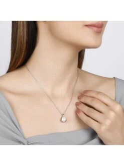 GIVA Sterling Silver Hook Pearl Pendant With Link Chain For Womens And Girls