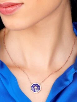 GIVA Sterling Silver Rose Gold Taj Mosaic Necklace For Womens And Girls