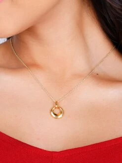 GIVA Sterling Silver Golden Halo Pendants With Link Chain For Womens And Girls