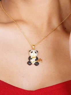 GIVA Sterling Silver Golden Innocent Panda Pendant With Link Chain For Womens And Girls