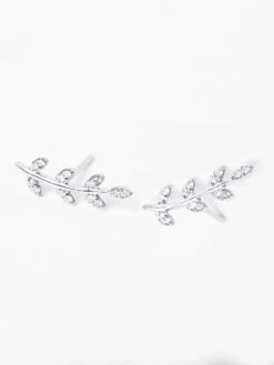 CLARA 925 Silver Rhodium Plated Swiss Zirconia Leaf Ear Cuffs Earrings For Women & Girls -Gemischtwarenladen Für Damenmode 134e20fCSE1 4