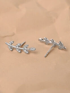 CLARA 925 Silver Rhodium Plated Swiss Zirconia Leaf Ear Cuffs Earrings For Women & Girls -Gemischtwarenladen Für Damenmode 134e20fCSE1 5