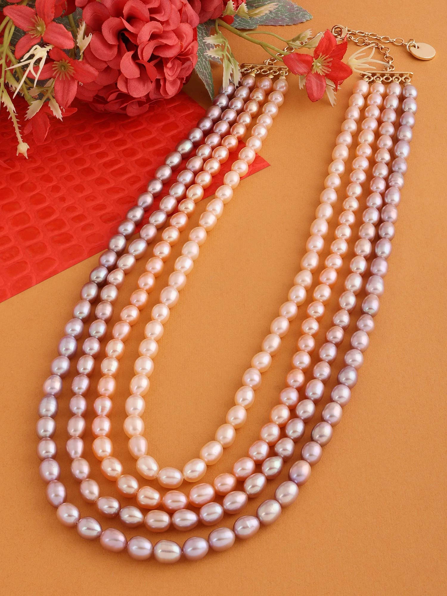 Zaveri Pearls Multicolor Natural Freshwater 6.5-7.5 Mm Rice Pearls Necklace-ZPFK13979 4 Zaveri Pearls Multicolor Natural Freshwater 6.5-7.5 Mm Rice Pearls Necklace-ZPFK13979 – Bild 2