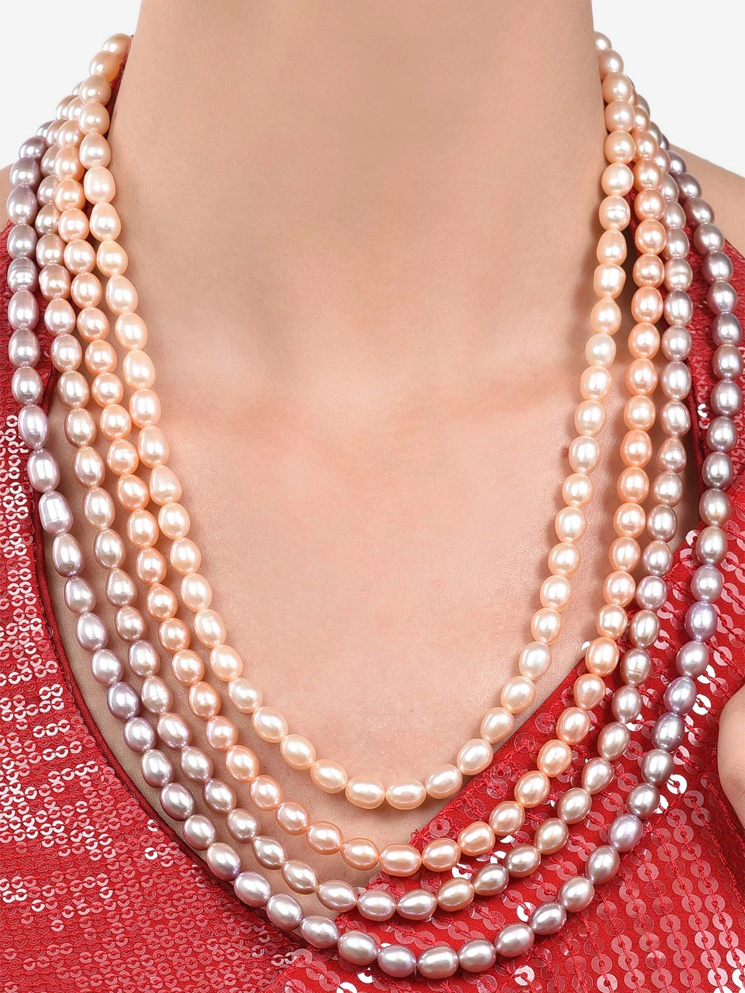 Zaveri Pearls Multicolor Natural Freshwater 6.5-7.5 Mm Rice Pearls Necklace-ZPFK13979 9 Zaveri Pearls Multicolor Natural Freshwater 6.5-7.5 Mm Rice Pearls Necklace-ZPFK13979 – Bild 7