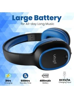 PTron Soundster Lite BT5.0 Wireless Headphones With Deep Bass & 12Hrs Playtime (Blue & Black) -Gemischtwarenladen Für Damenmode 140317952 6 eacd570f