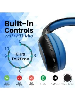 PTron Soundster Lite BT5.0 Wireless Headphones With Deep Bass & 12Hrs Playtime (Blue & Black) -Gemischtwarenladen Für Damenmode 140317952 7 93ead3a0