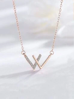 Yellow Chimes Pure 92.5 Sterling Silver Rose Gold Plated White Crystal Studded Pendant With Chain -Gemischtwarenladen Für Damenmode 1afde6aYCSJPD 18WCRL RG 3