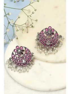Biba Oxidised Pink Brass Earrings