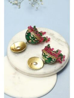 Biba Green & Pink Brass Earrings -Gemischtwarenladen Für Damenmode 1ee181fBACWPBCERG00135SS23GRNPNK 3