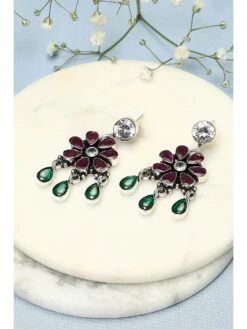 Biba Pink Green Brass Earrings