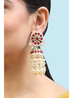 Biba Red Green Brass Earrings