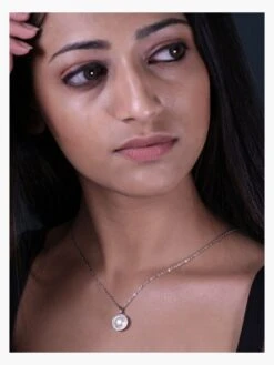 GIVA Silver Pearl Pendant With Chain