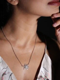 GIVA Sterling Silver Snow Flake Pendant With Swarovski Crystal