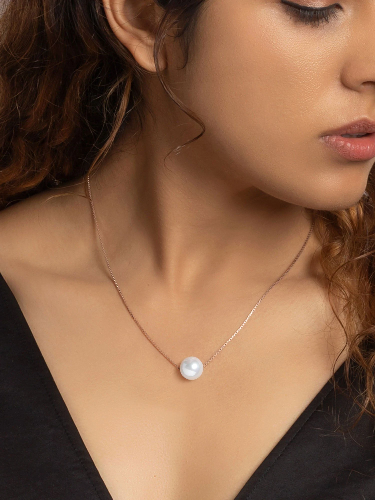 GIVA 925 Sterling Rose Gold White Pearl Necklace With Link Chain For Women 3 GIVA 925 Sterling Rose Gold White Pearl Necklace With Link Chain For Women