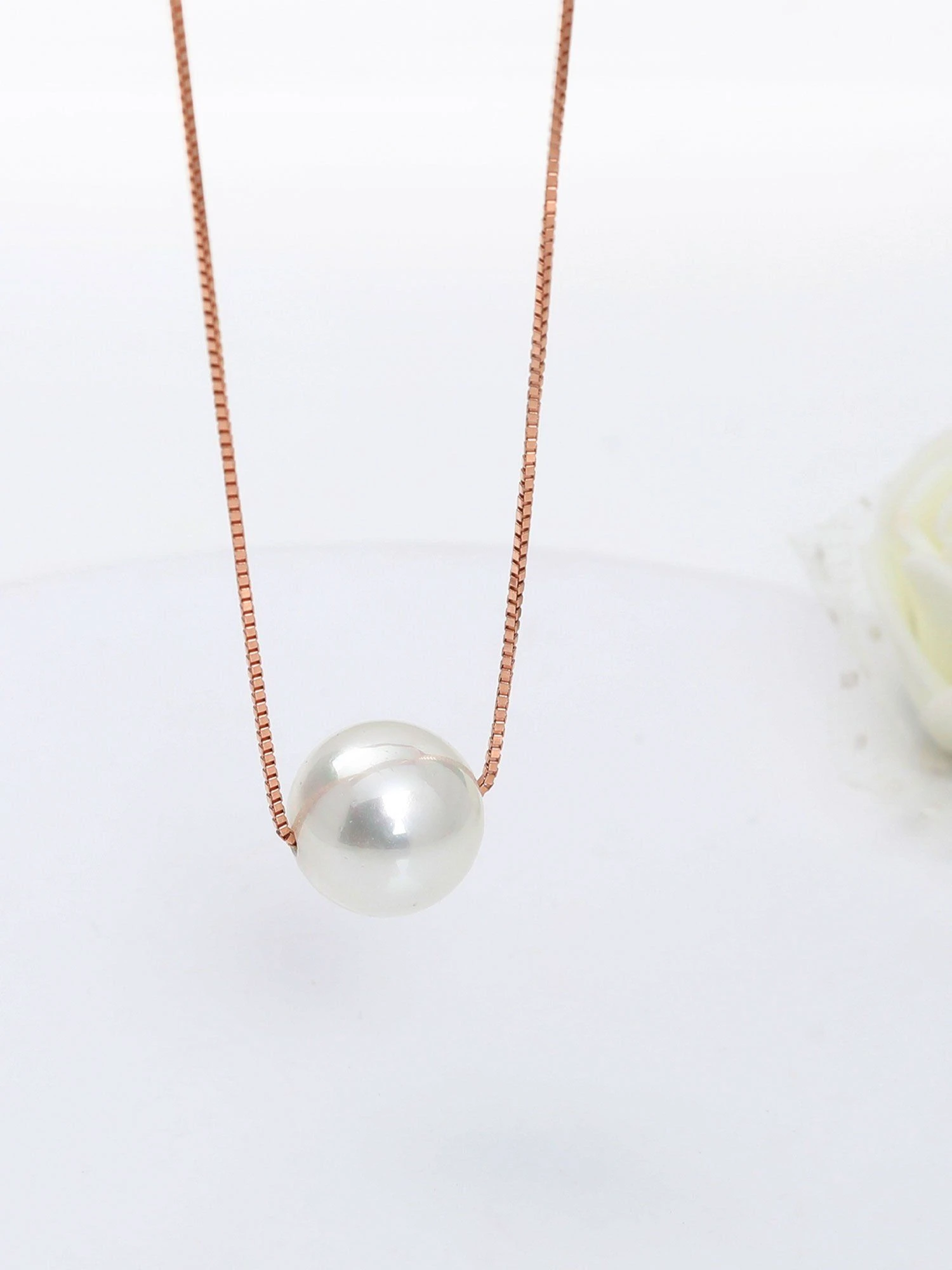 GIVA 925 Sterling Rose Gold White Pearl Necklace With Link Chain For Women 5 GIVA 925 Sterling Rose Gold White Pearl Necklace With Link Chain For Women – Bild 3