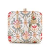 Anekaant Vista Off White & Pastel Multi Faux Silk Damask Embroidered Clutch