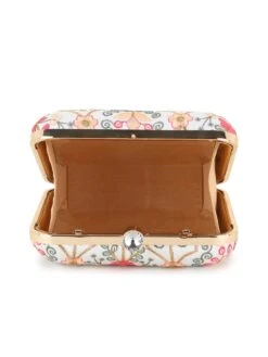 Anekaant Vista Off White & Pastel Multi Faux Silk Damask Embroidered Clutch -Gemischtwarenladen Für Damenmode 200b4e1ADCL1094A 4