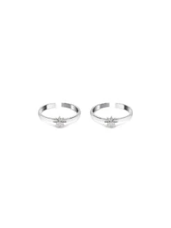 March By FableStreet Minimal Oxidised Silver Star Toe Rings