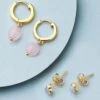 Accessorize London Real Gold Plated Z Healing Stone Earrings Set Of 2 For Women