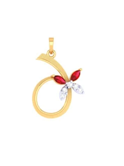 PC CHANDRA JEWELLERS 14KT(585) BIS Hallmark Gold Red Beauty Pendant