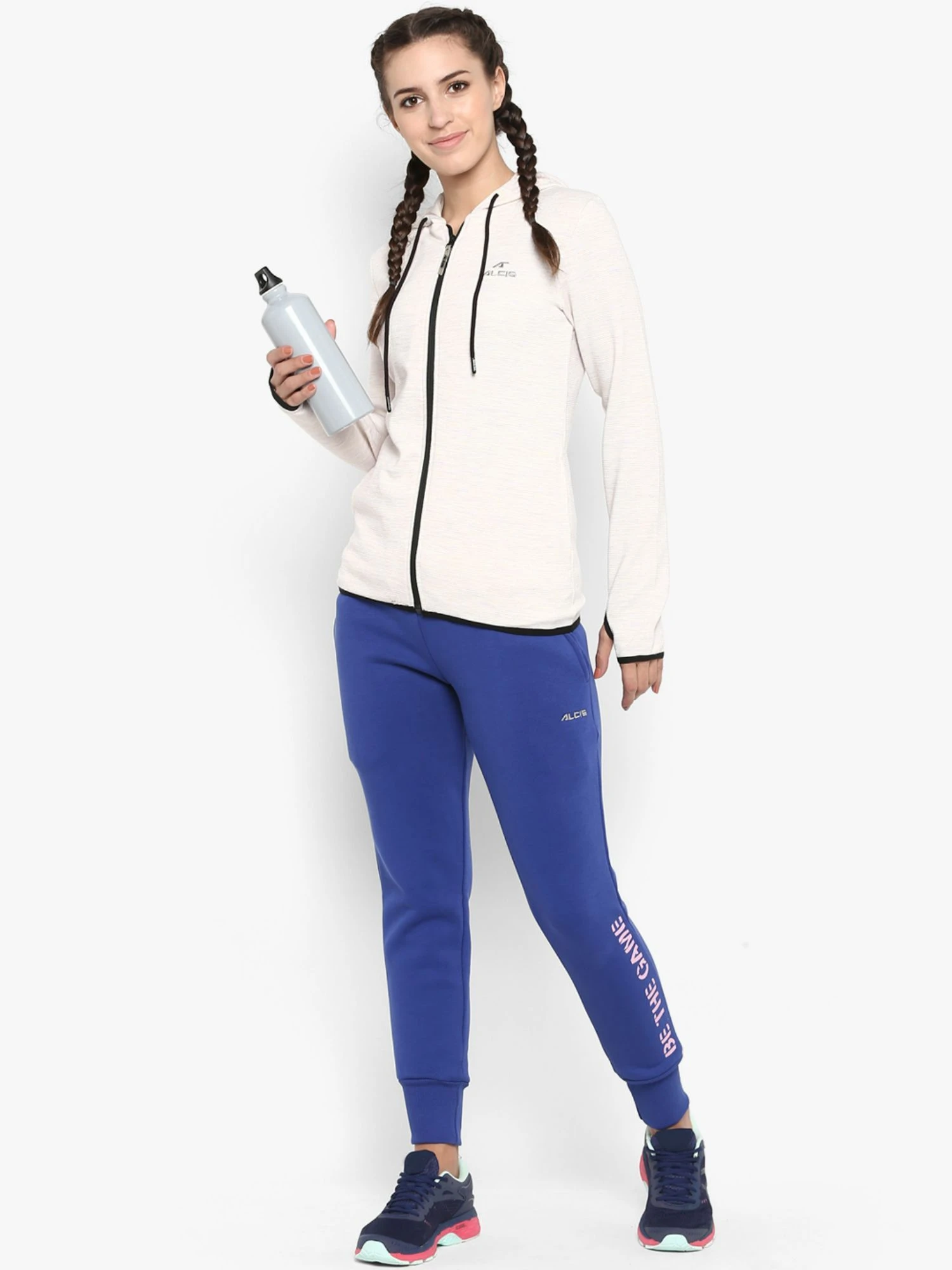 Alcis Women Cream-coloured Ribbed Hooded Sporty Jacket 5 Alcis Women Cream-coloured Ribbed Hooded Sporty Jacket – Bild 3