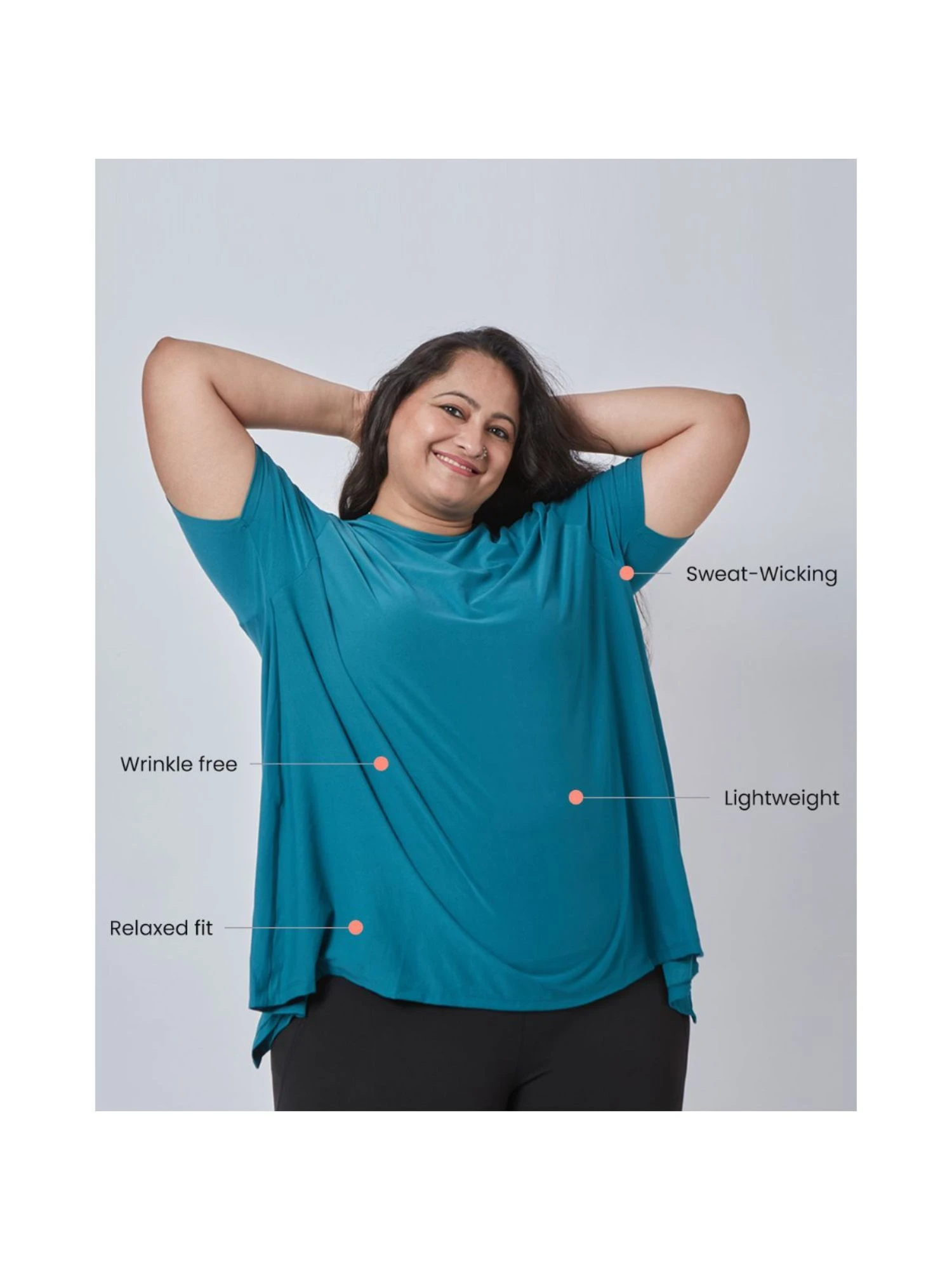 Blissclub Women Teal The Breezy 2-Way Top With BreezeFlo Fabric 4 Blissclub Women Teal The Breezy 2-Way Top With BreezeFlo Fabric – Bild 2