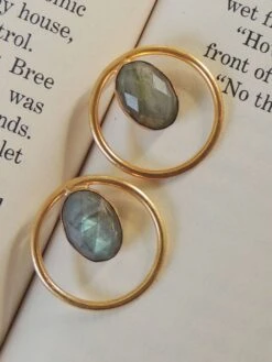Johori Natural Stone Gold Circle Studs