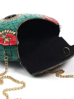 Odette Oval Shape Metal Green Tinted Ethnic Clutch -Gemischtwarenladen Für Damenmode 32409bbNYKFF NYFODET000285 4