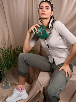 Odette Oval Shape Metal Green Tinted Ethnic Clutch -Gemischtwarenladen Für Damenmode 32409bbNYKFF NYFODET000285 5