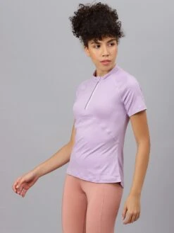 Fitkin Women Lavender High Neck Short Sleeves T-Shirt -Gemischtwarenladen Für Damenmode 3309852T292 3