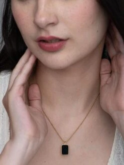 Palmonas 18K Gold Plated Black Onyx Necklace For Women