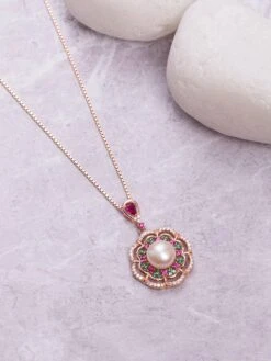 Zavya Rose Gold Plated Classic Pearl 925 Sterling Silver Necklace
