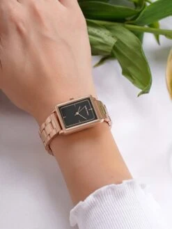 Joker And Witch Joker & Witch Quad Grey Rectangle Dial Rose Gold Metallic Link Strap Analog Womens Watch -Gemischtwarenladen Für Damenmode 3dbe5ebAMWW532 1