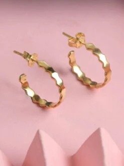 CLARA 925 Sterling Silver Gold Rhodium Plated Ania Hoop Earrings For Women And Girls