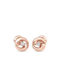 Candere By Kalyan Jewellers 14K Rose Gold And Diamond Cancer Stud Earring For Women