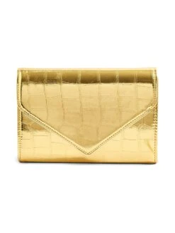 Accessorize London Womens Gold Milly Croc Party Clutch Bag