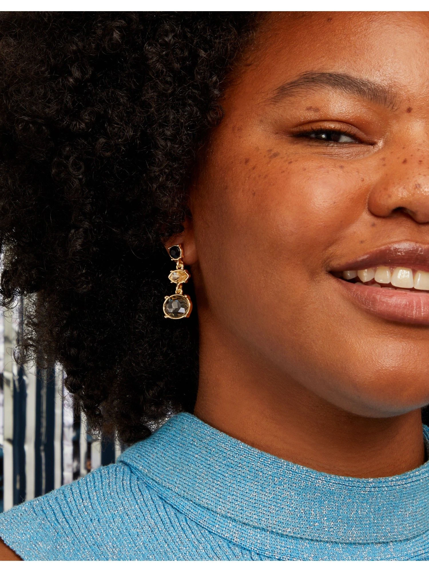 Accessorize London Women's Black Oval Stud Short Drop Earring 3 Accessorize London Women's Black Oval Stud Short Drop Earring