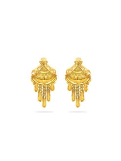 Candere By Kalyan Jewellers 22K Yellow Gold Lightweight Stud Earrings