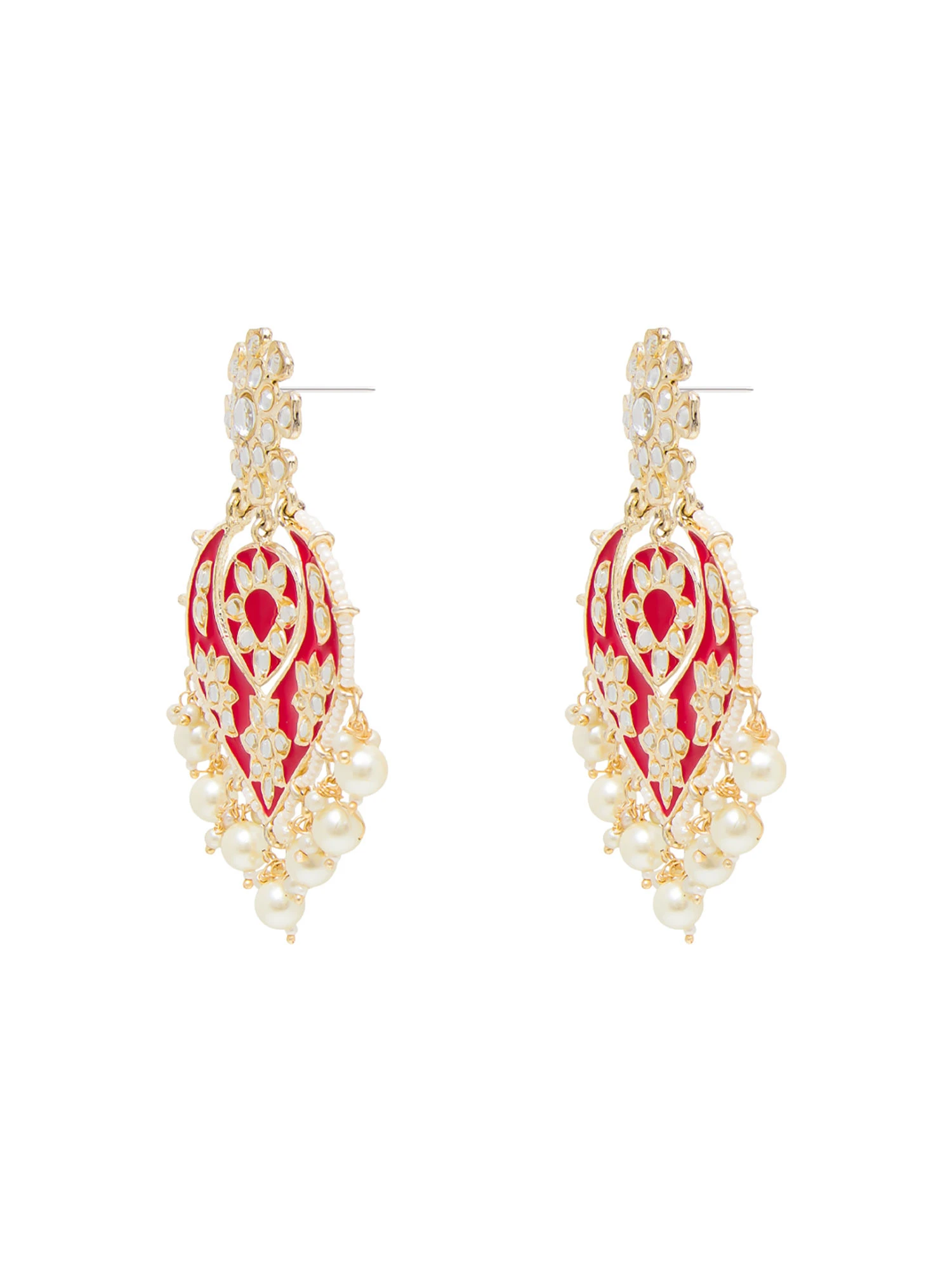 Azai By Nykaa Fashion Statement Ethnic Red & Gold Meenakari Chandbalis 6 Azai By Nykaa Fashion Statement Ethnic Red & Gold Meenakari Chandbalis – Bild 4