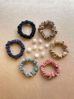 Spotstyl Pure Silk Skinny Gemstones Scrunchies - Pack Of 6