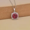 Ornate Jewels 925 Silver Cushion Cut Red Ruby American Diamond Pendant Necklace With Chain For Women Girls Adjustable -Gemischtwarenladen Für Damenmode 52ffa32NYFORJW000249 1